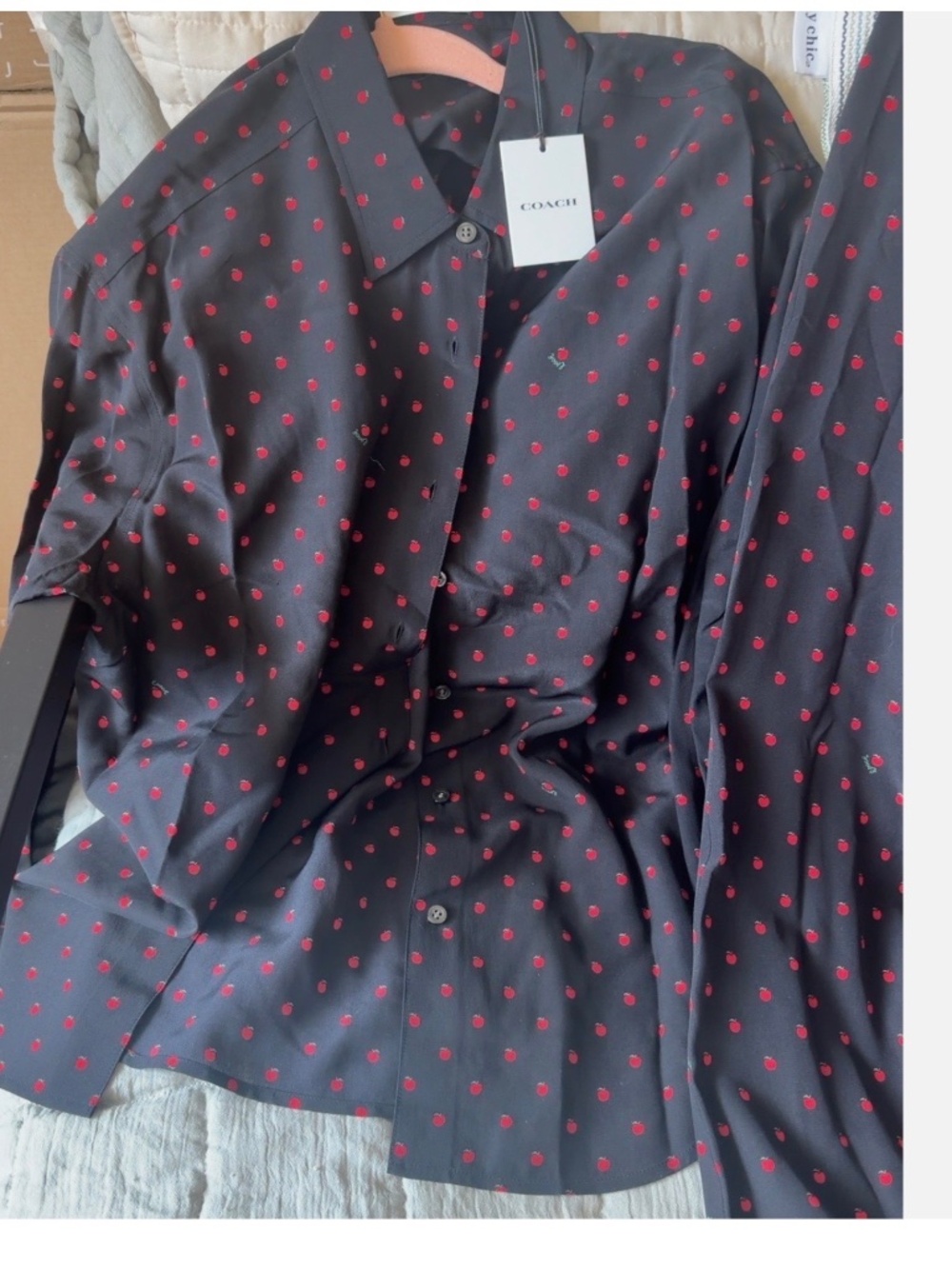 Coach C9318 Apple Print Silk Blouse NWT